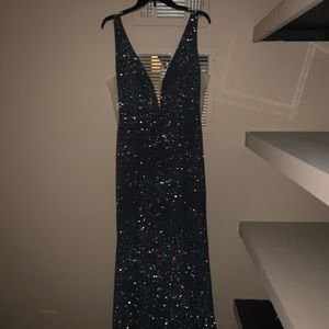 JOVANI- gunmetal sleeveless prom dress